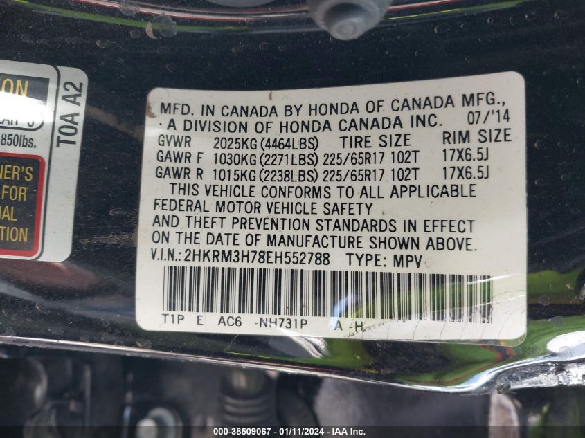 2014 HONDA CR-V EXL - 2HKRM3H78EH552788