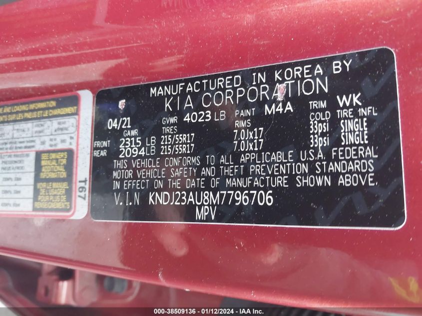2021 KIA SOUL LX/X LINE/S - KNDJ23AU8M7796706