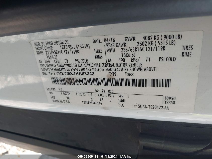 2018 FORD TRANSIT-250 - 1FTYR2YMXJKA83342