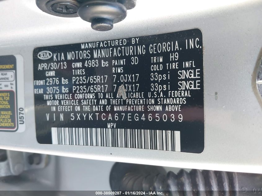 2014 KIA SORENTO LX - 5XYKTCA67EG465039