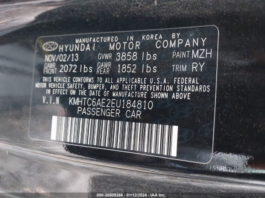 2014 HYUNDAI VELOSTER TURBO - KMHTC6AE2EU184810