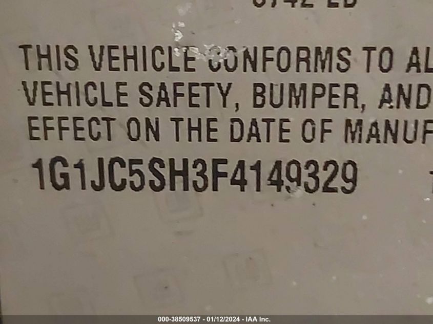 2015 CHEVROLET SONIC LT - 1G1JC5SH3F4149329