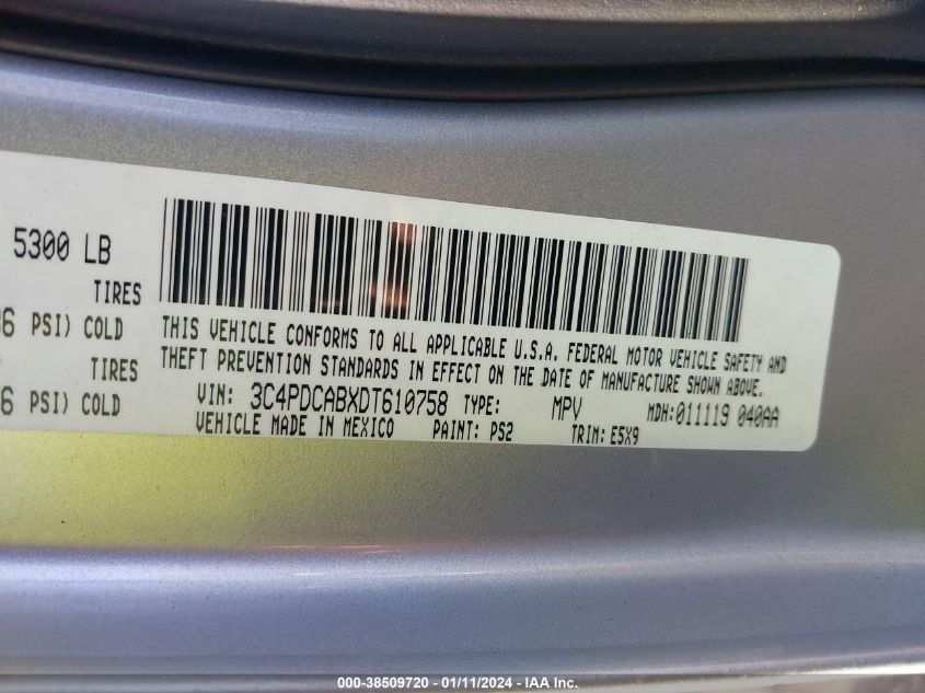 2013 DODGE JOURNEY SE - 3C4PDCABXDT610758