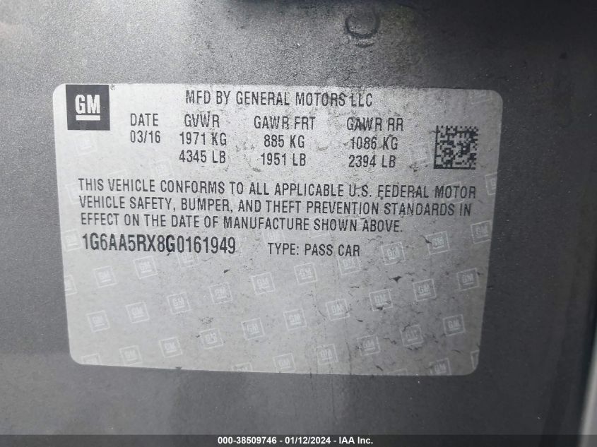 2016 CADILLAC ATS - 1G6AA5RX8G0161949