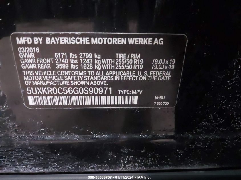 2016 BMW X5 XDRIVE35I - 5UXKR0C56G0S90971