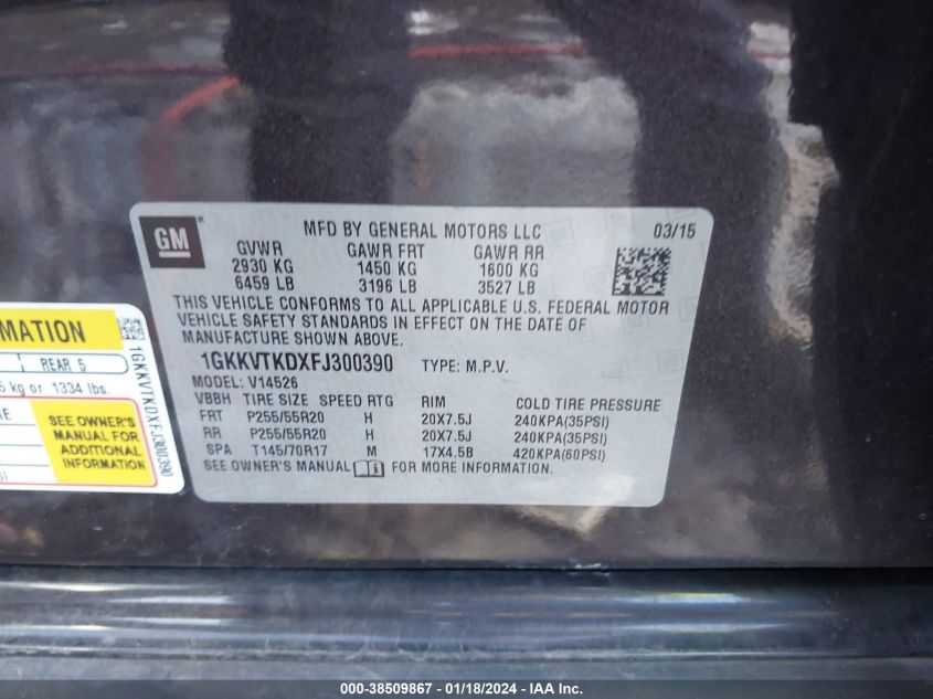 2015 GMC ACADIA DENALI - 1GKKVTKDXFJ300390