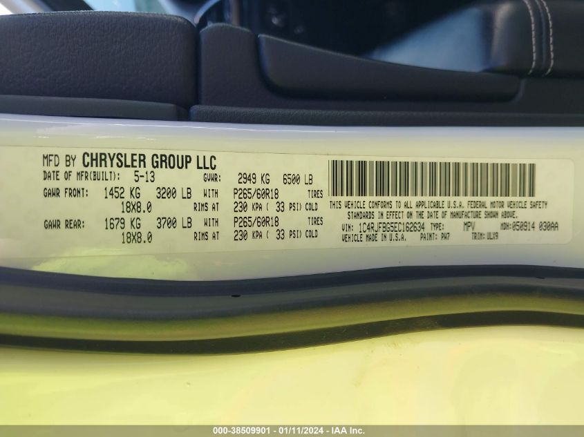 2014 JEEP GRAND CHEROKEE LIMITED - 1C4RJFBG5EC162634