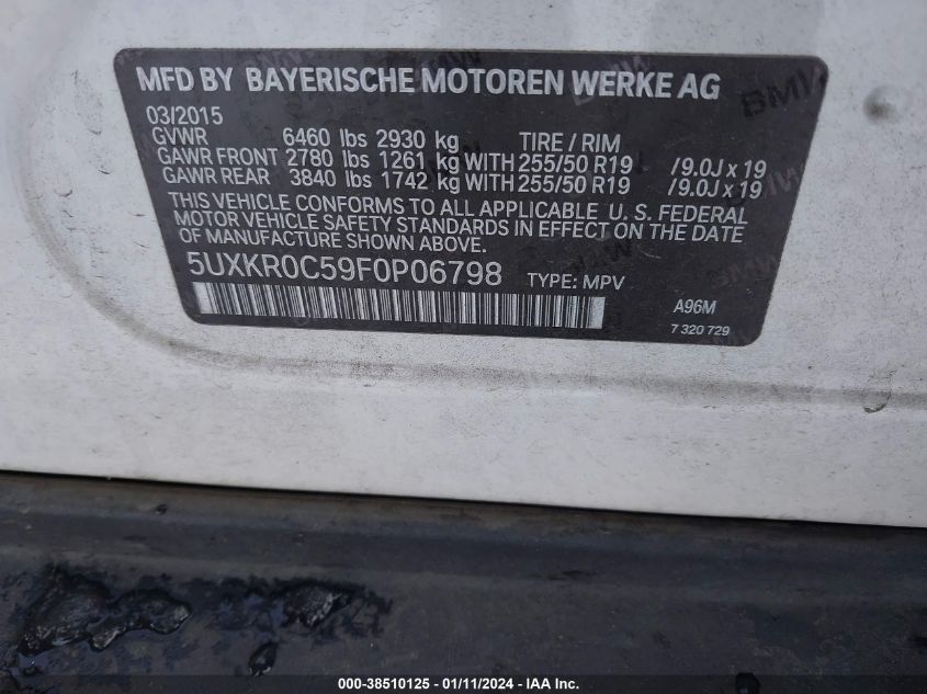 5UXKR0C59F0P06798 2015 BMW X5, photo no. 9