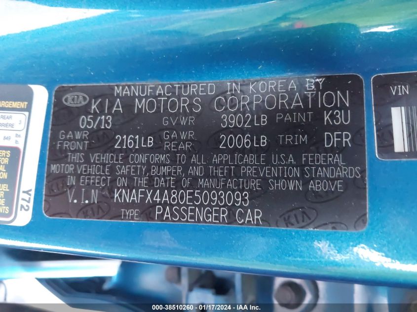 2014 KIA FORTE EX - KNAFX4A80E5093093