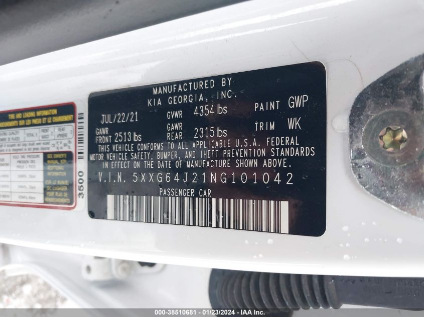 2022 KIA K5 GT-LINE - 5XXG64J21NG101042
