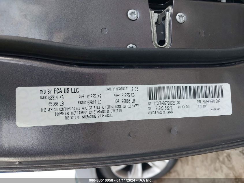 2016 DODGE CHARGER SE - 2C3CDXBG7GH123146