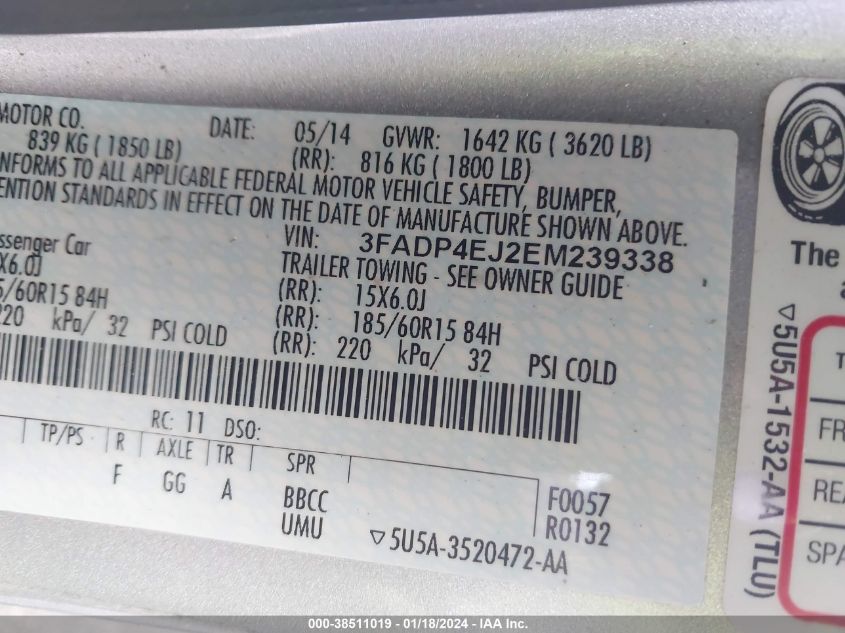 2014 FORD FIESTA SE - 3FADP4EJ2EM239338