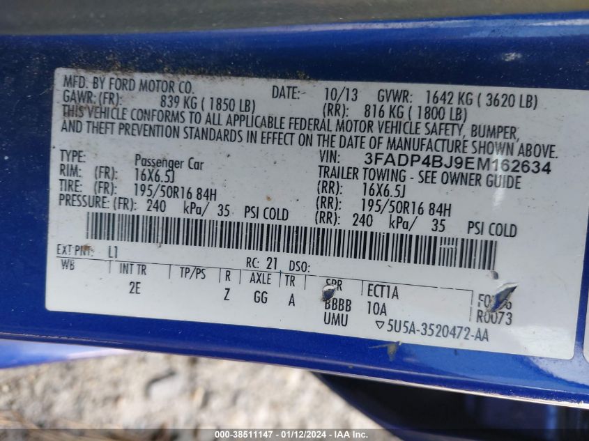 2014 FORD FIESTA SE - 3FADP4BJ9EM162634