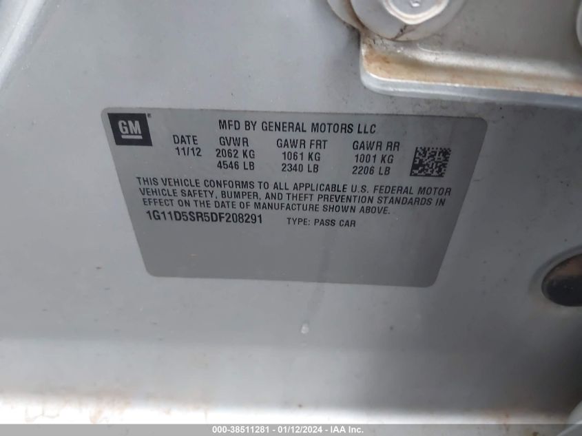 2013 CHEVROLET MALIBU 1LT - 1G11D5SR5DF208291
