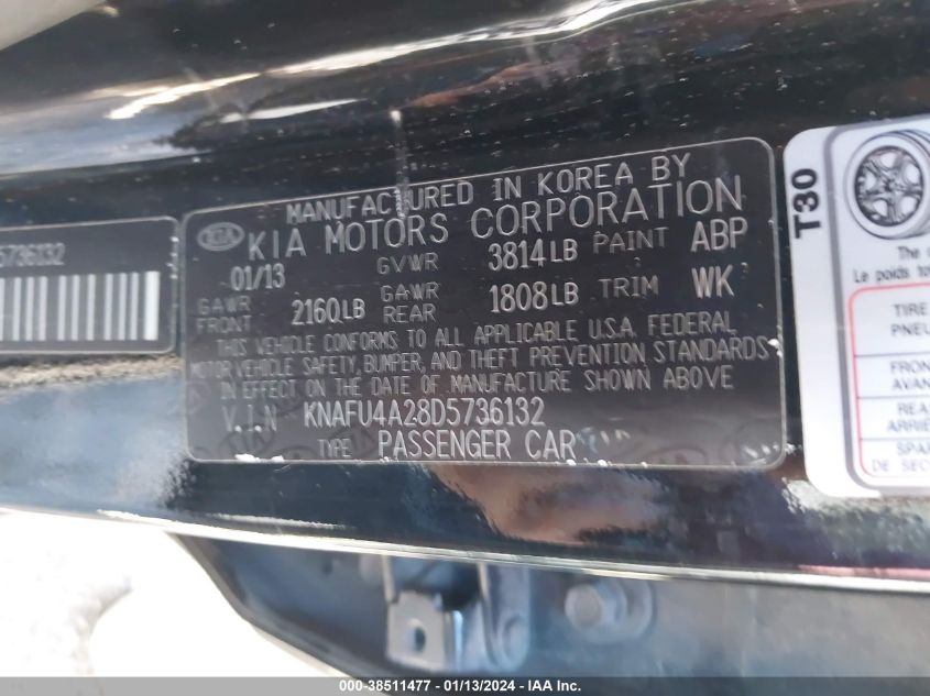 2013 KIA FORTE EX - KNAFU4A28D5736132