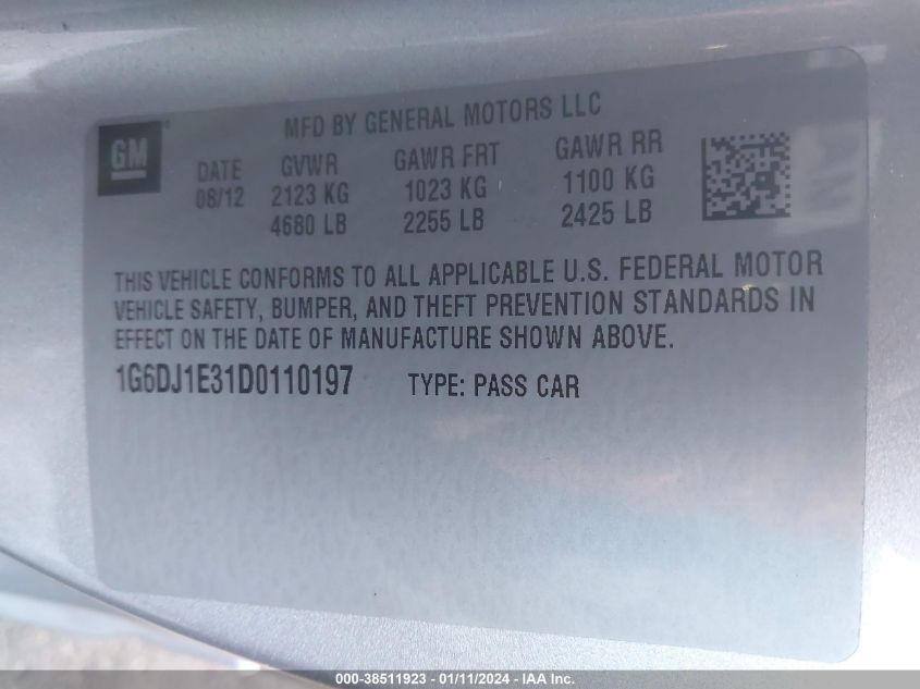 2013 CADILLAC CTS PERFORMANCE - 1G6DJ1E31D0110197