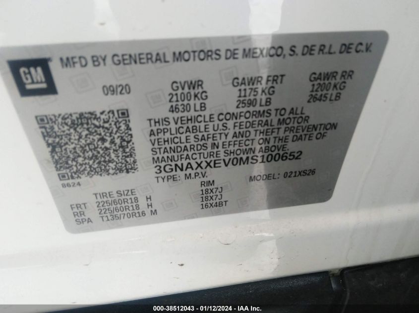 2021 CHEVROLET EQUINOX PREMIER - 3GNAXXEV0MS100652