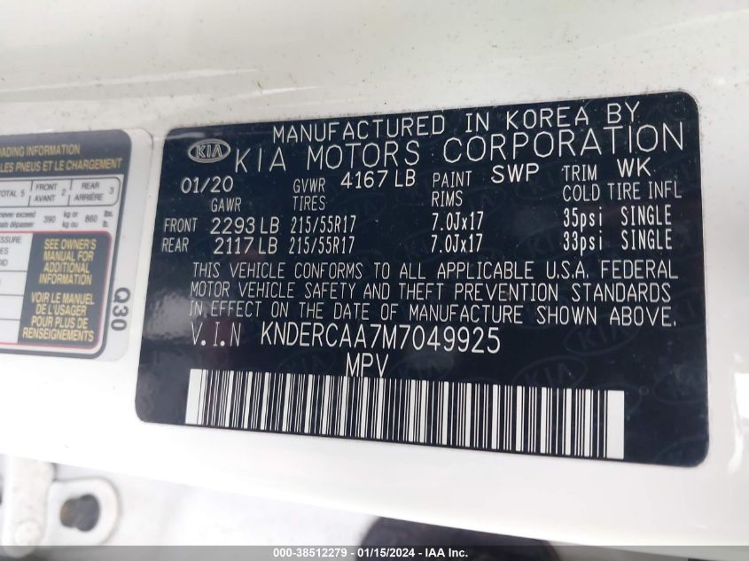 2021 KIA SELTOS EX - KNDERCAA7M7049925