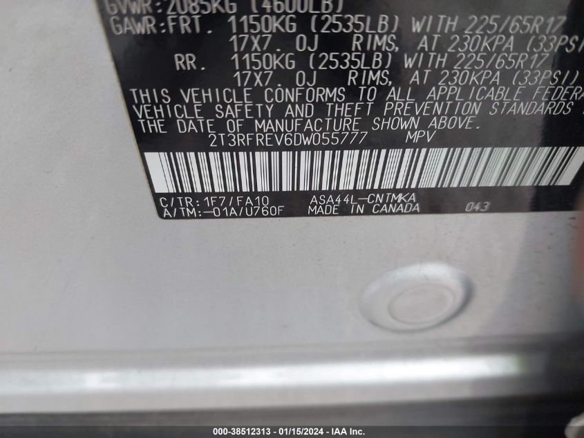 2013 TOYOTA RAV4 XLE - 2T3RFREV6DW055777