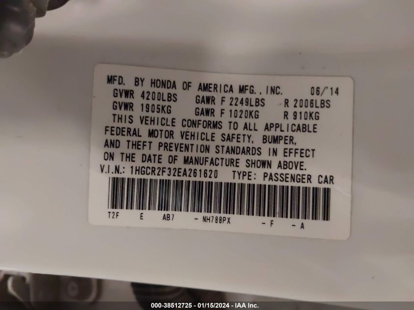 2014 HONDA ACCORD LX - 1HGCR2F32EA261620