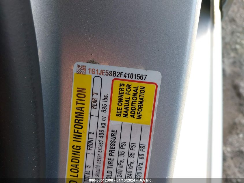 2015 CHEVROLET SONIC LTZ AUTO - 1G1JE5SB2F4101567