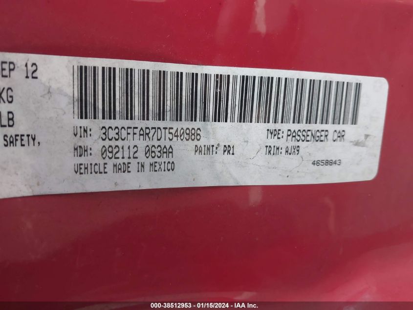 2013 FIAT 500 POP - 3C3CFFAR7DT540986