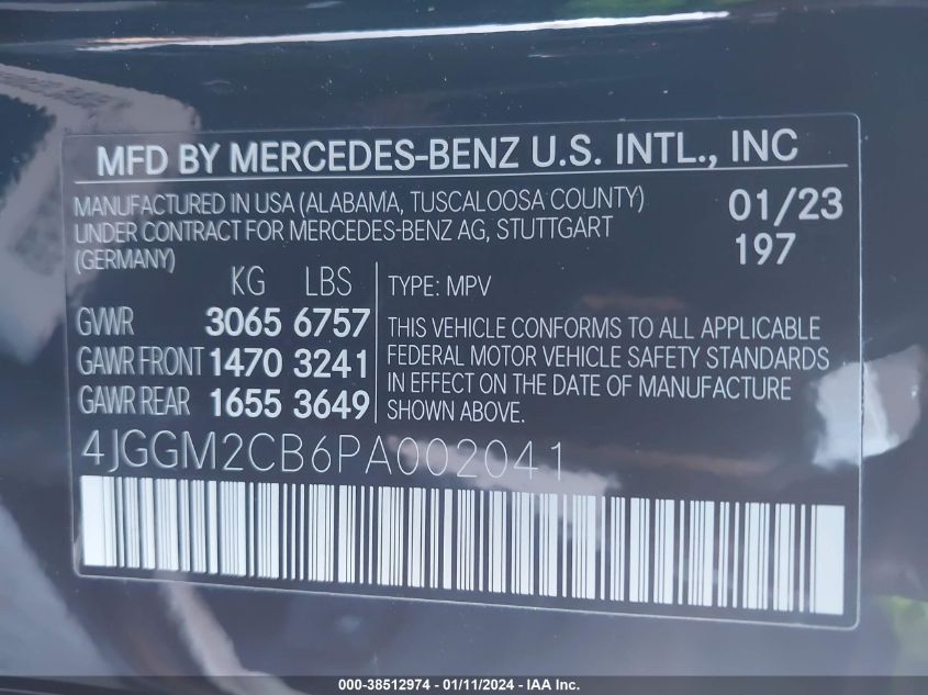 2023 MERCEDES-BENZ EQE 500 SUV 4MATIC 4JGGM2CB6PA002041