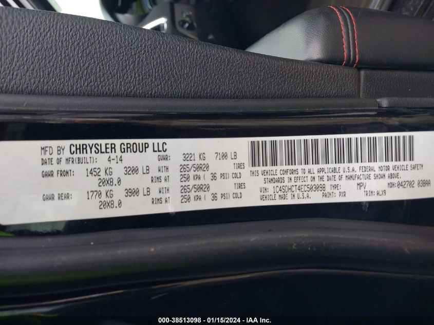 2014 DODGE DURANGO R/T - 1C4SDHCT4EC503098