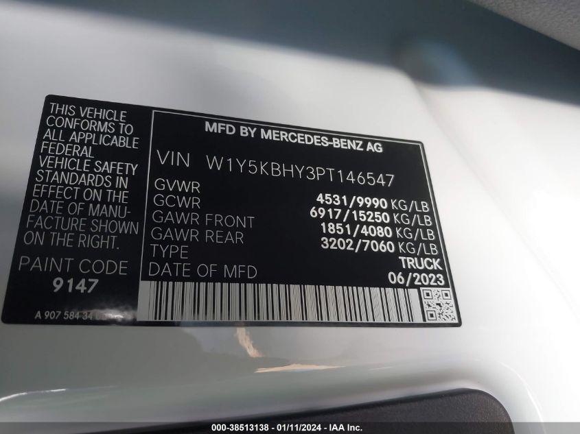 2023 MERCEDES-BENZ SPRINTER 3500 STANDARD ROOF 4-CYL DIESEL - W1Y5KBHY3PT146547
