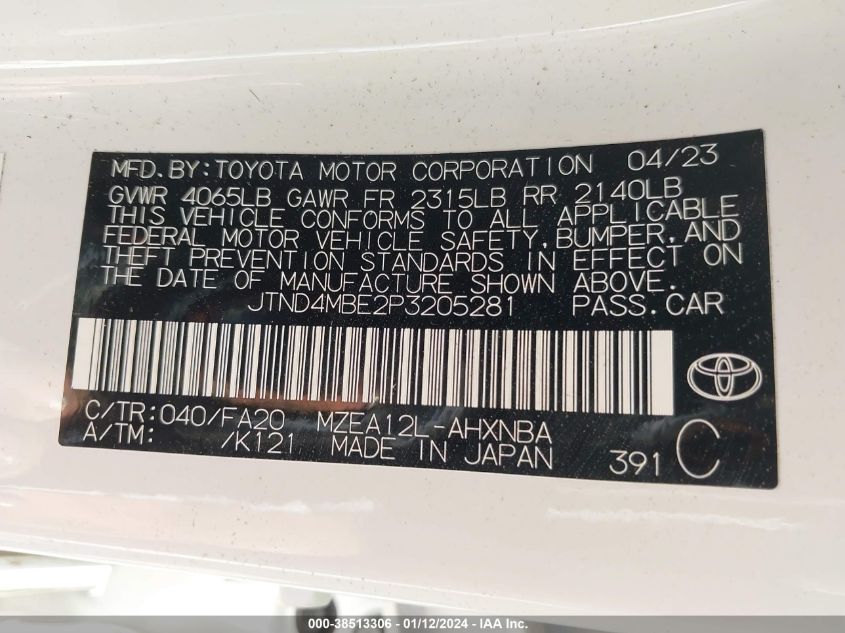 2023 TOYOTA COROLLA SE - JTND4MBE2P3205281