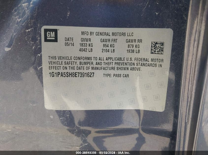 2014 CHEVROLET CRUZE LS AUTO - 1G1PA5SH8E7391627