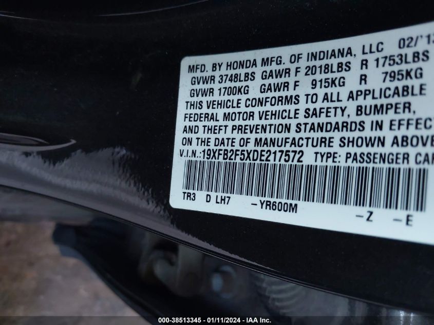 2013 HONDA CIVIC LX - 19XFB2F5XDE217572