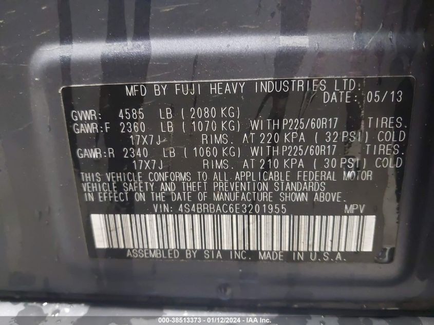 2014 SUBARU OUTBACK 2.5I - 4S4BRBAC6E3201955