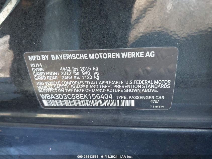 2014 BMW 328D WBA3D3C58EK156404