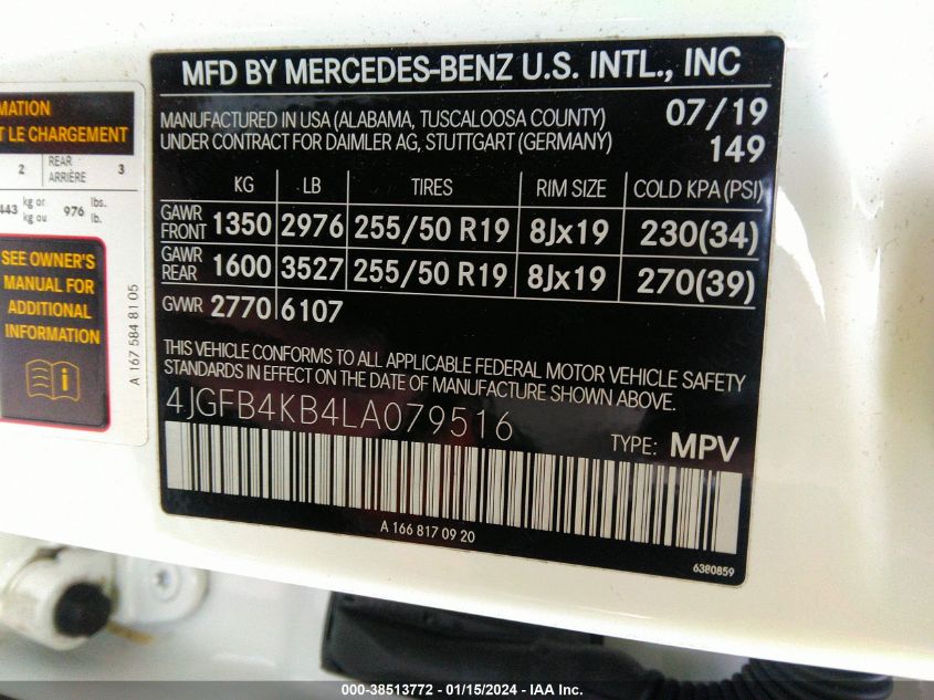 2020 MERCEDES-BENZ GLE 350 350 4MATIC - 4JGFB4KB4LA079516