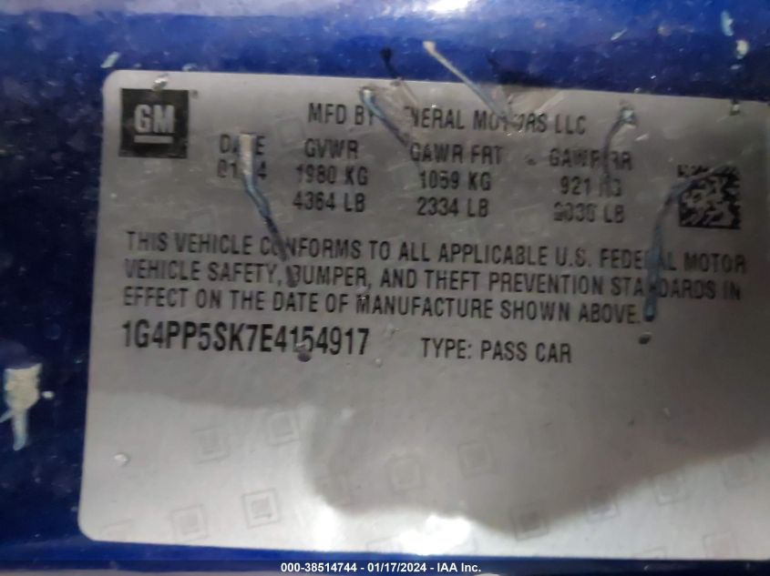 2014 BUICK VERANO - 1G4PP5SK7E4154917