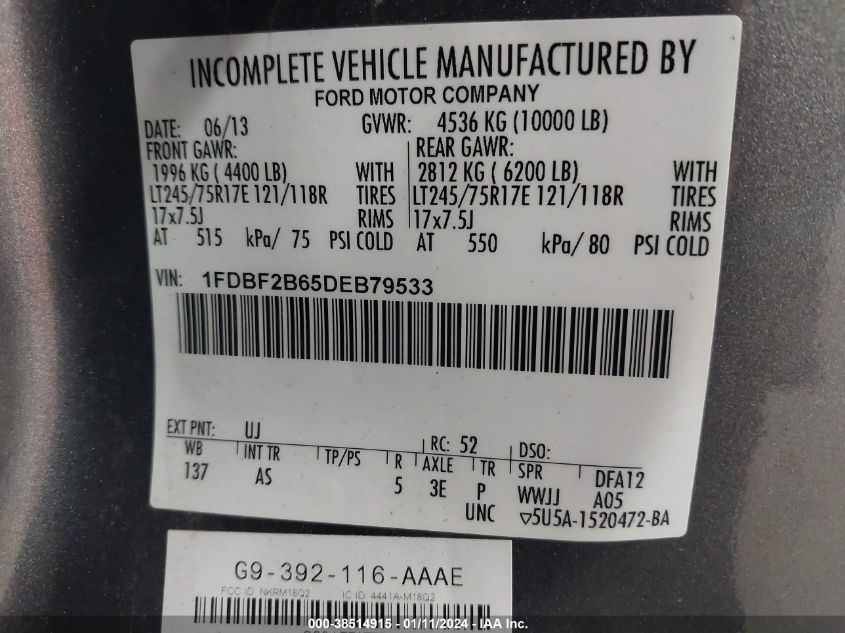 2013 FORD F-250 XL - 1FDBF2B65DEB79533
