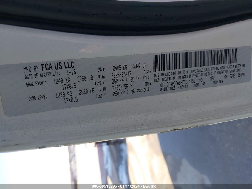 2015 DODGE JOURNEY SE - 3C4PDCABXFT614456