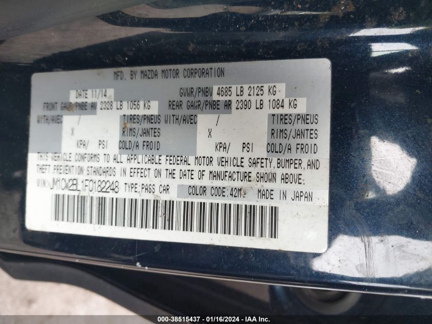 2015 MAZDA MAZDA5 SPORT - JM1CW2BL1F0182248