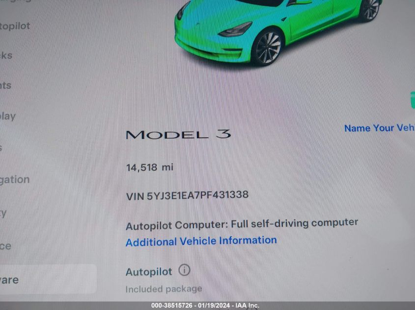 2023 TESLA MODEL 3 REAR-WHEEL DRIVE - 5YJ3E1EA7PF431338