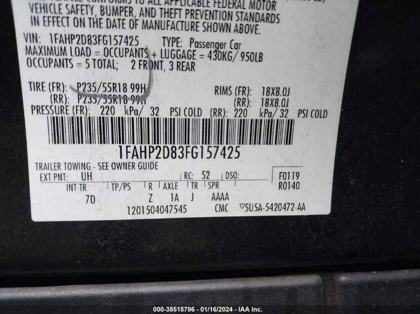 2015 FORD TAURUS SE - 1FAHP2D83FG157425