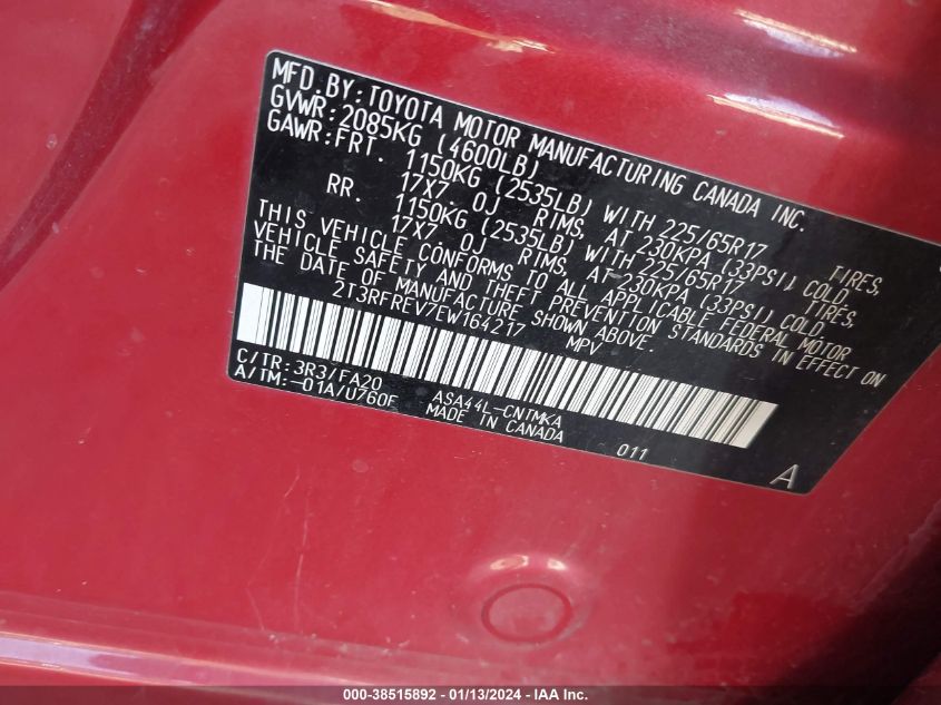 2014 TOYOTA RAV4 XLE - 2T3RFREV7EW164217