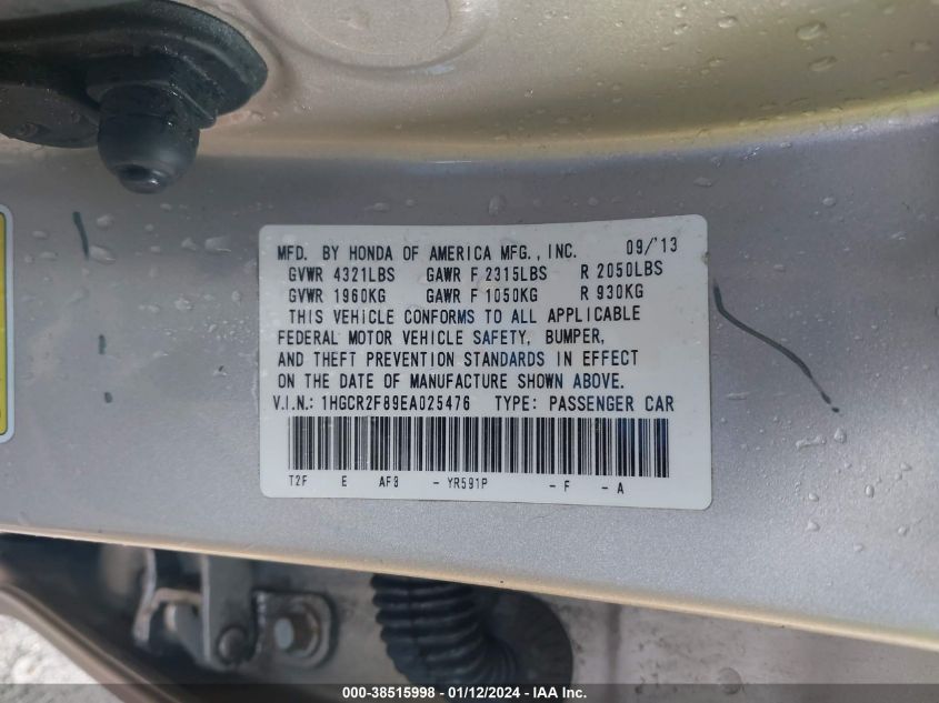2014 HONDA ACCORD EX-L - 1HGCR2F89EA025476