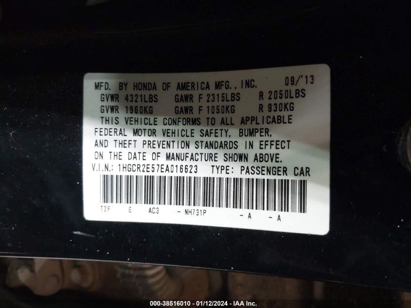 2014 HONDA ACCORD SPORT - 1HGCR2E57EA016623