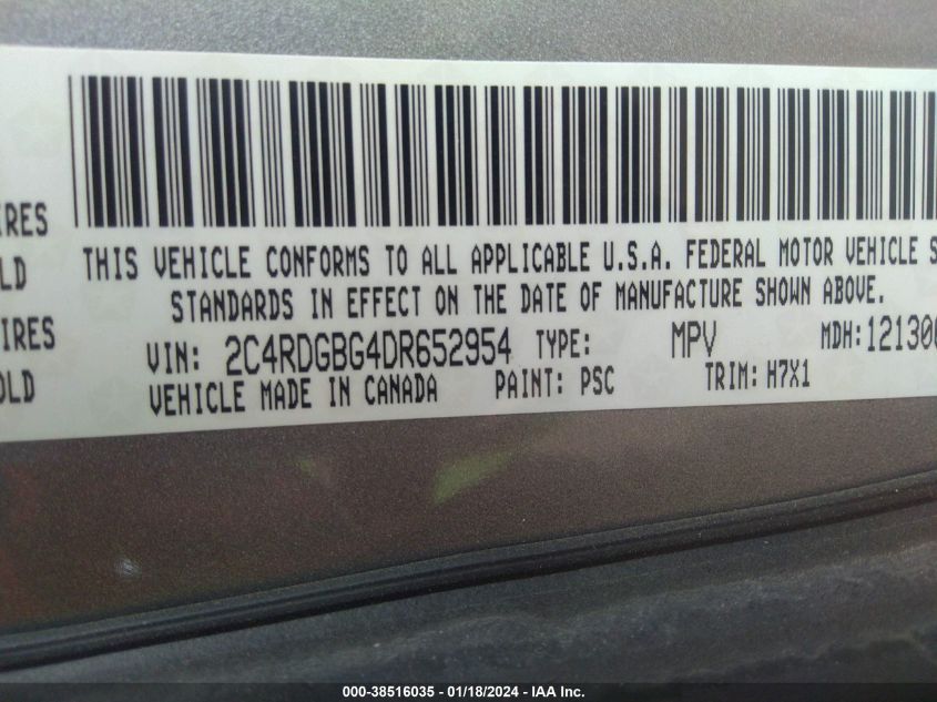2013 DODGE GRAND CARAVAN SE - 2C4RDGBG4DR652954