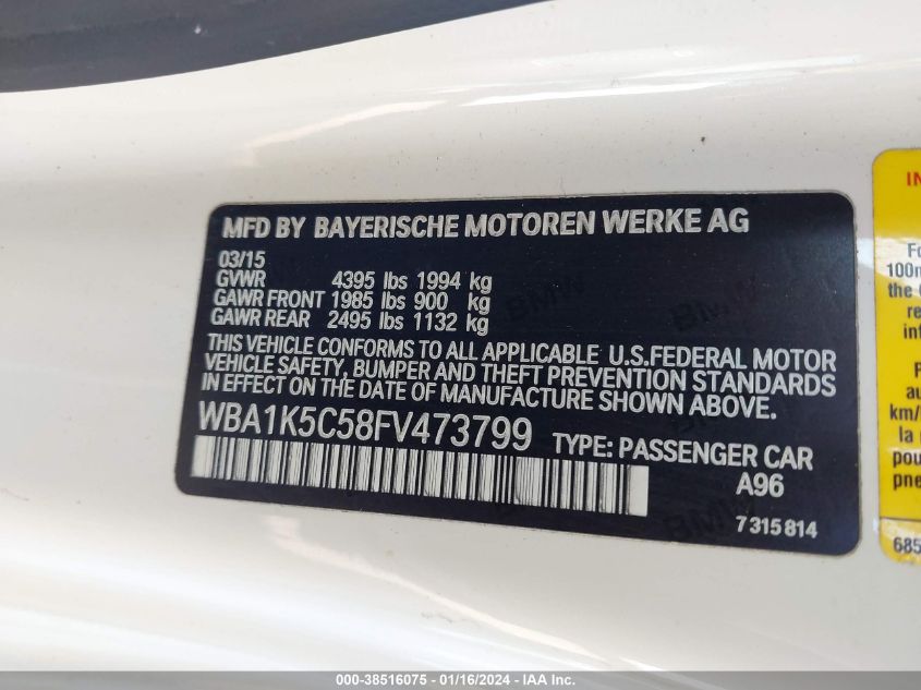 2015 BMW 228I I - WBA1K5C58FV473799
