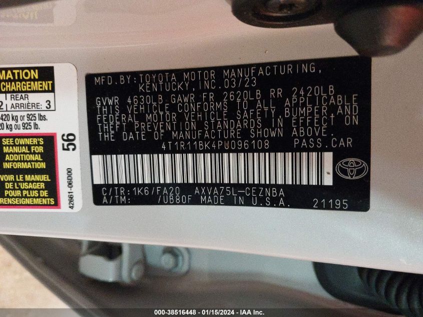2023 TOYOTA CAMRY LE - 4T1R11BK4PU096108