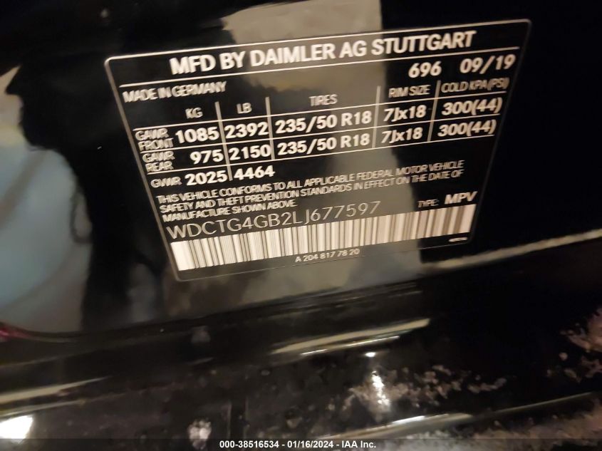 2020 MERCEDES-BENZ GLA 250 4MATIC - WDCTG4GB2LJ677597