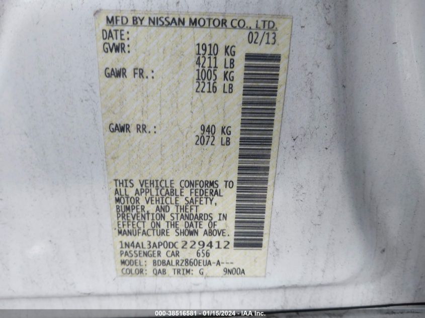 1N4AL3AP0DC229412 | 2013 NISSAN ALTIMA