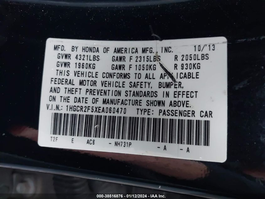 2014 HONDA ACCORD SPORT - 1HGCR2F5XEA060470